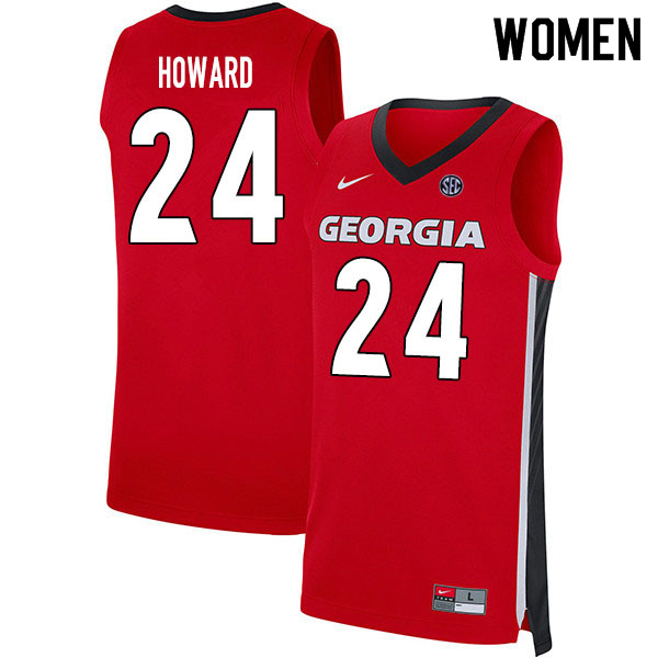 2020 Women #24 Rodney Howard Georgia Bulldogs College Basketball Jerseys Sale-Red - Click Image to Close